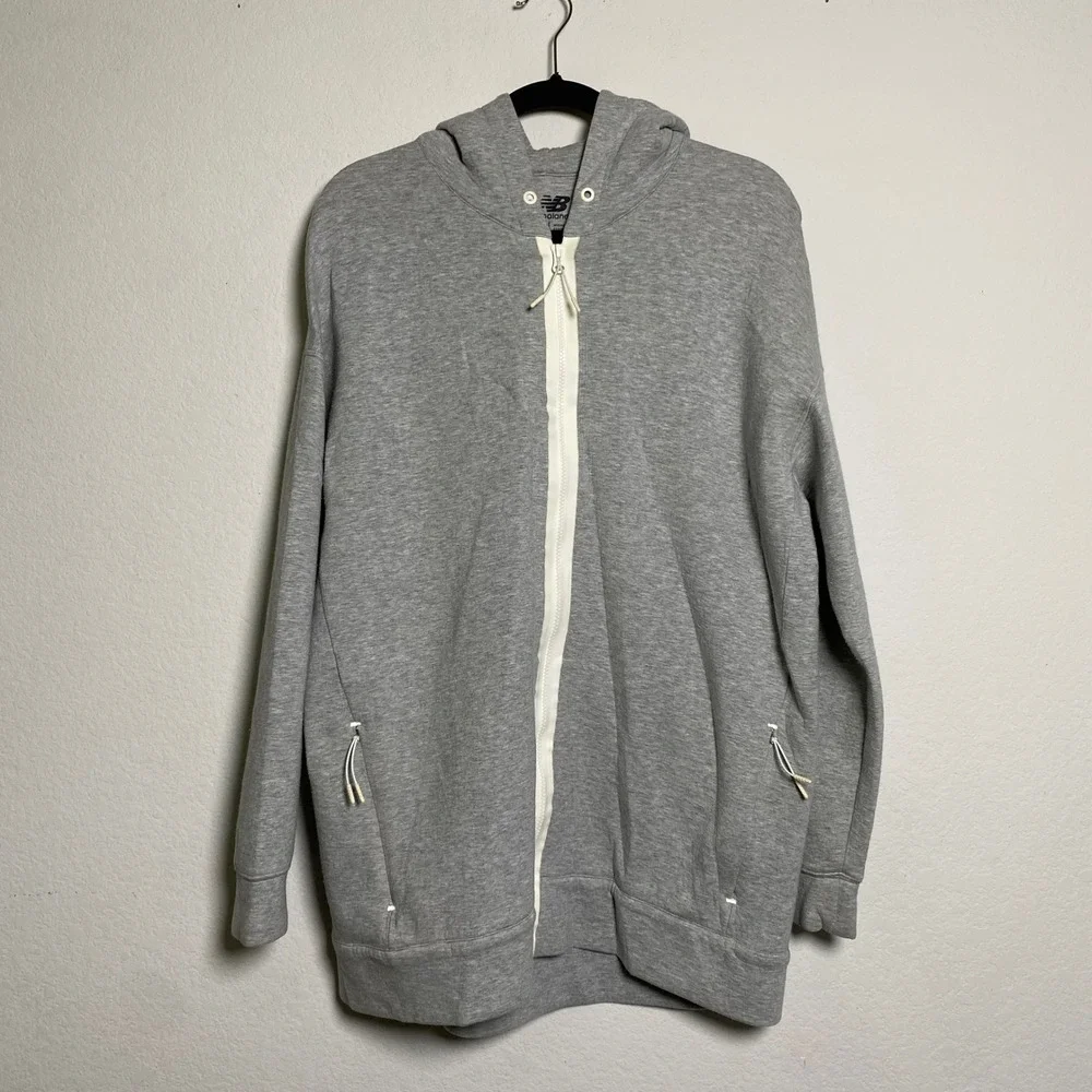 New Balance Womens Gray Full Zip Hoodie Long Sleeve Athletic Comfort Size XL - Picture 10 of 10